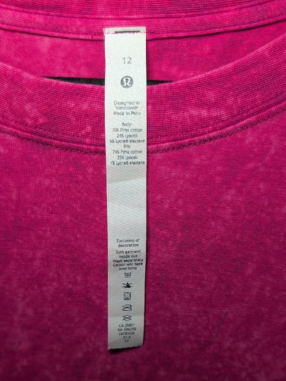 Lululemon All Yours Tee Cloudy Wash Ripened Raspberry Gym Workout Womens Size 12 - Picture 2 of 5